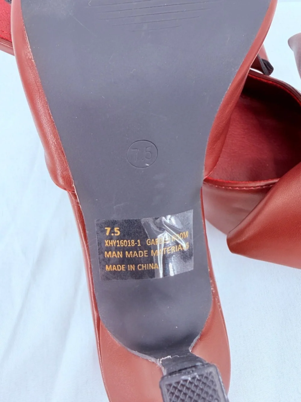 Fashion Nova Red Bow Heels Size 7.5 Pointed Toe Mule Stiletto Slip On